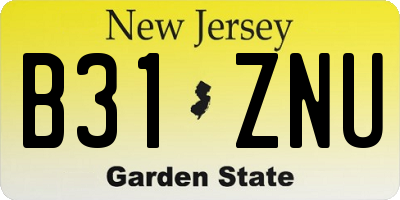 NJ license plate B31ZNU