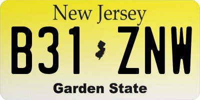 NJ license plate B31ZNW
