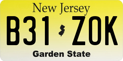 NJ license plate B31ZOK