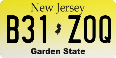 NJ license plate B31ZOQ