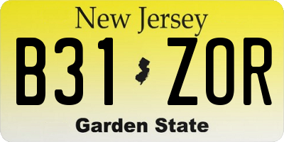 NJ license plate B31ZOR