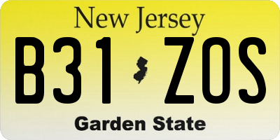 NJ license plate B31ZOS