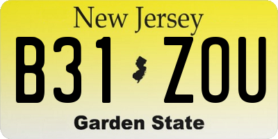 NJ license plate B31ZOU