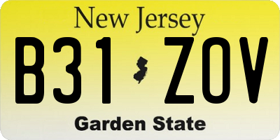 NJ license plate B31ZOV