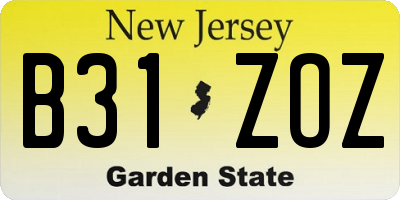 NJ license plate B31ZOZ