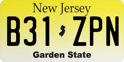 NJ license plate B31ZPN