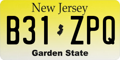 NJ license plate B31ZPQ