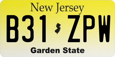 NJ license plate B31ZPW