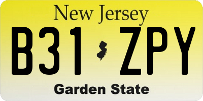 NJ license plate B31ZPY