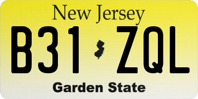 NJ license plate B31ZQL