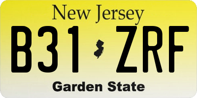 NJ license plate B31ZRF
