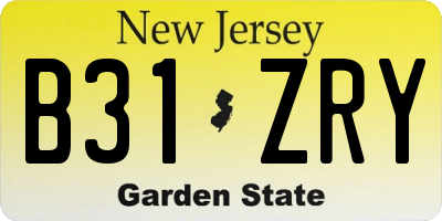 NJ license plate B31ZRY