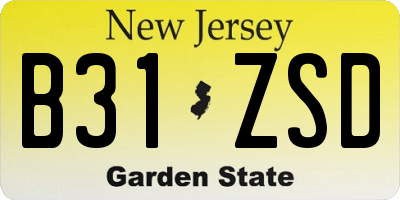 NJ license plate B31ZSD