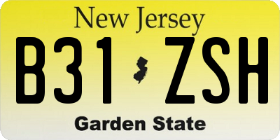 NJ license plate B31ZSH