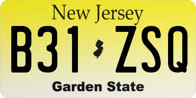 NJ license plate B31ZSQ