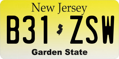 NJ license plate B31ZSW
