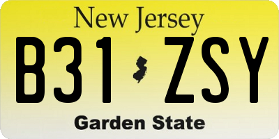 NJ license plate B31ZSY