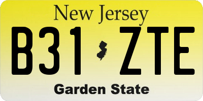 NJ license plate B31ZTE