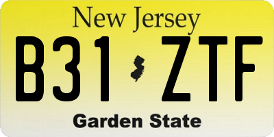 NJ license plate B31ZTF