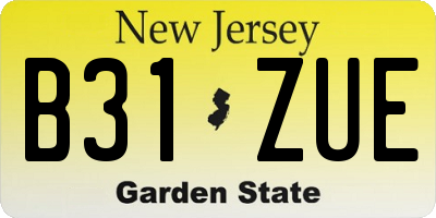 NJ license plate B31ZUE