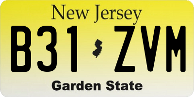 NJ license plate B31ZVM