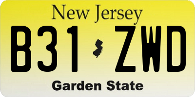 NJ license plate B31ZWD