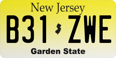 NJ license plate B31ZWE