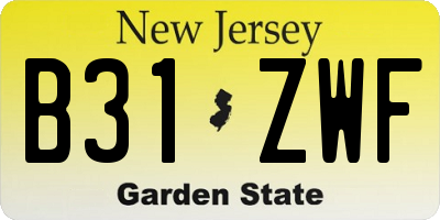 NJ license plate B31ZWF