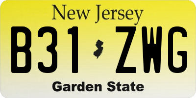 NJ license plate B31ZWG