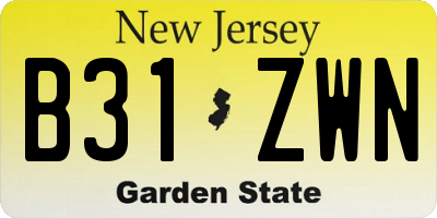 NJ license plate B31ZWN