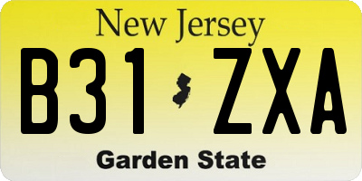 NJ license plate B31ZXA