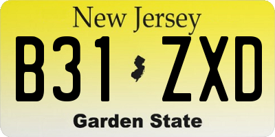 NJ license plate B31ZXD