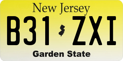 NJ license plate B31ZXI