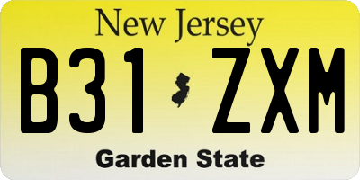 NJ license plate B31ZXM