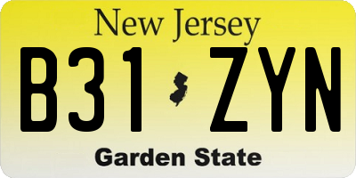 NJ license plate B31ZYN