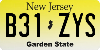 NJ license plate B31ZYS