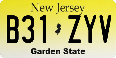 NJ license plate B31ZYV