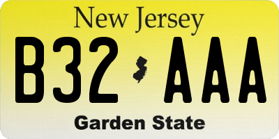 NJ license plate B32AAA