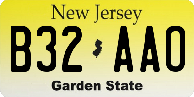 NJ license plate B32AAO