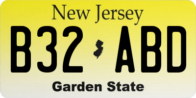 NJ license plate B32ABD