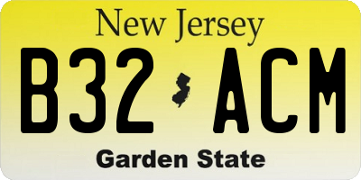 NJ license plate B32ACM