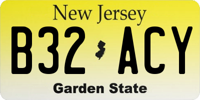 NJ license plate B32ACY