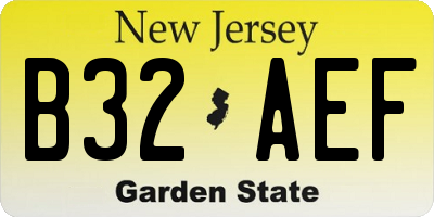 NJ license plate B32AEF