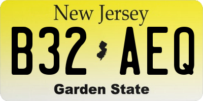 NJ license plate B32AEQ