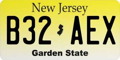NJ license plate B32AEX