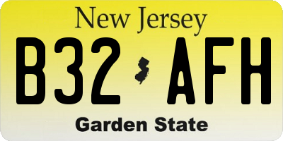 NJ license plate B32AFH