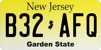 NJ license plate B32AFQ