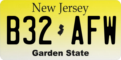 NJ license plate B32AFW
