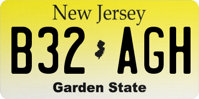 NJ license plate B32AGH