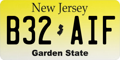 NJ license plate B32AIF